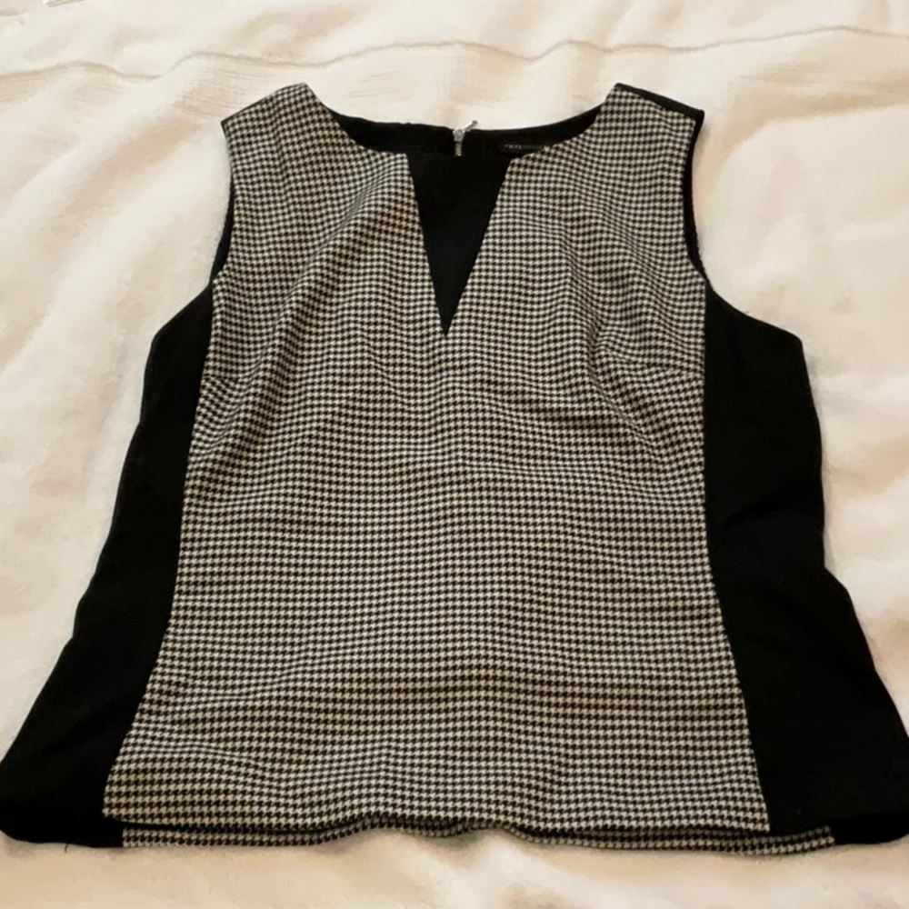 White House Black Market Sleeveless Houndstooth Bodice Top Sz 14 NWT
